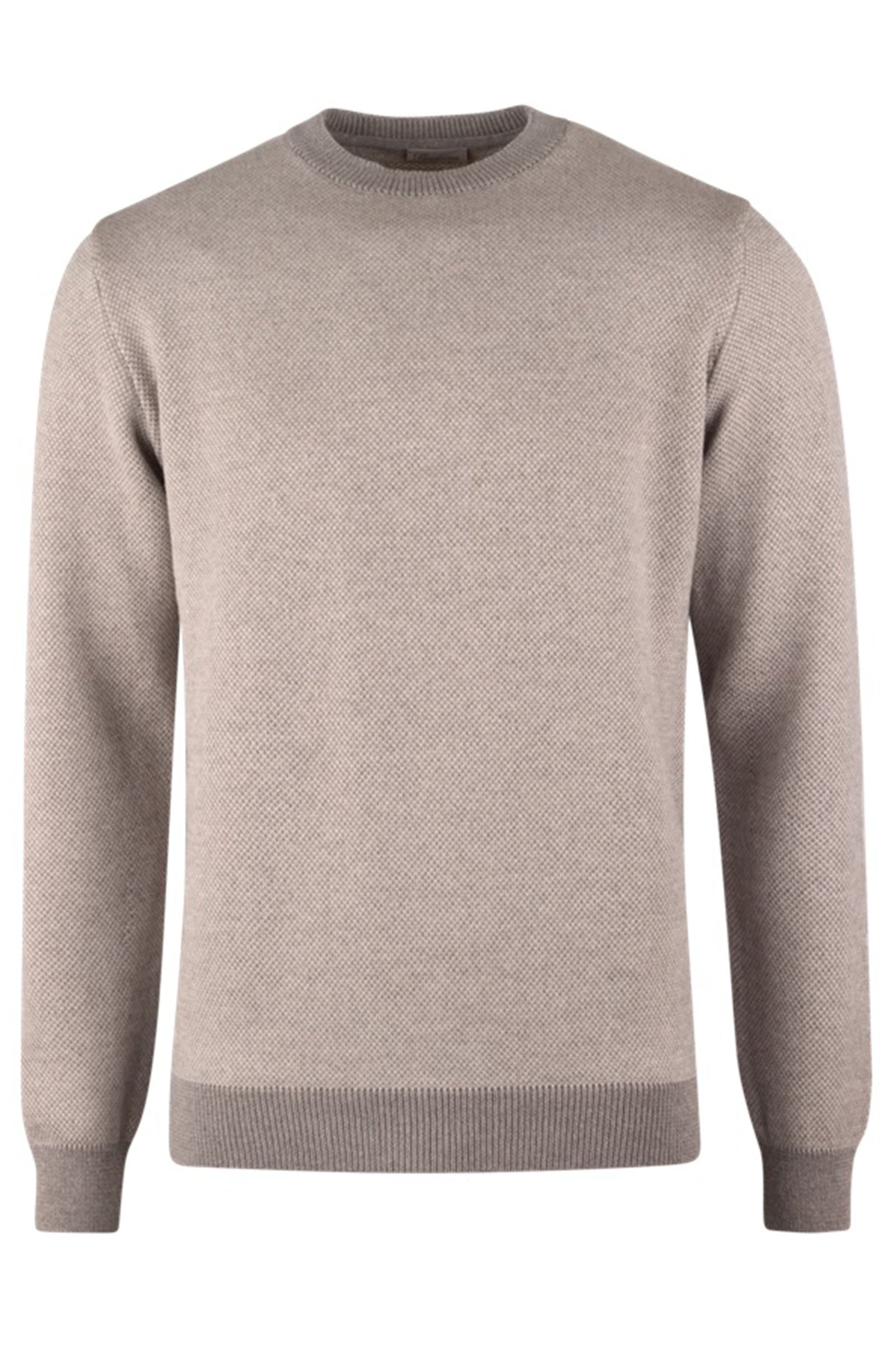 STENSTROMS - Light Brown Patterned Merino Wool Crew Neck Sweater 4203361885261
