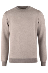 STENSTROMS - Light Brown Patterned Merino Wool Crew Neck Sweater 4203361885261