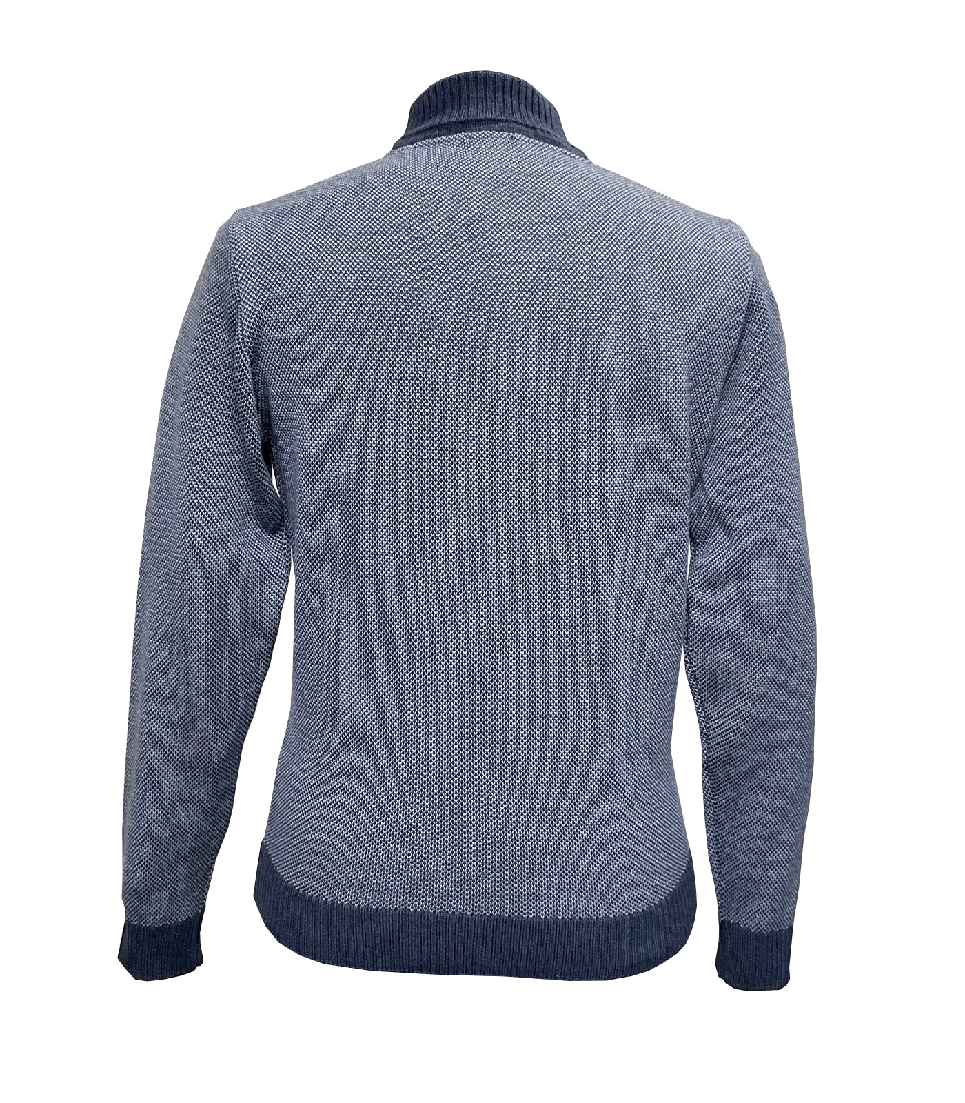 STENSTROMS - Dark Blue Patterned Merino Wool Half Zip 4203371885161
