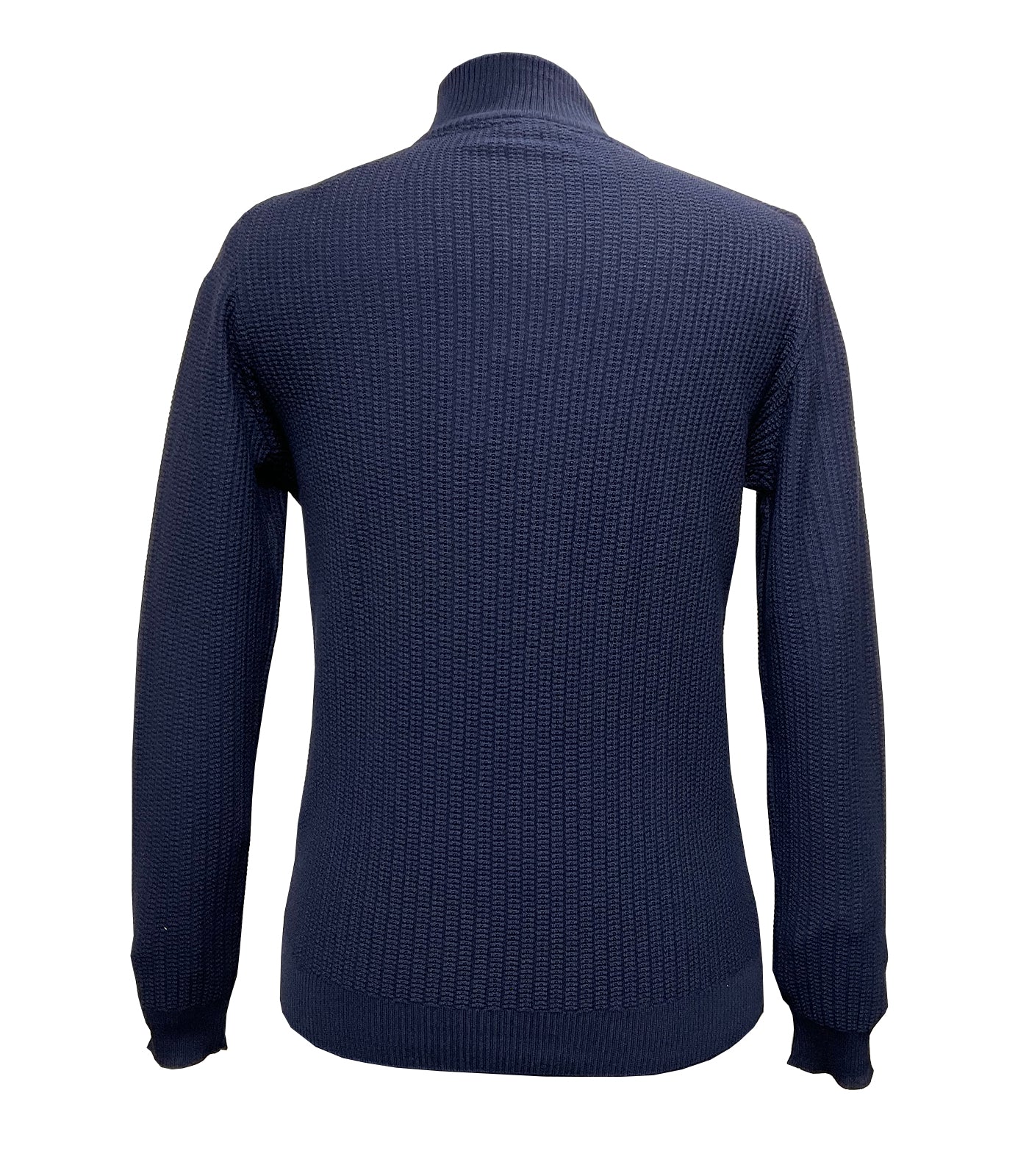 STENSTROMS - Navy Merino Wool Half Zip Textured Knit 4203411355190