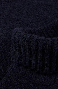STENSTROMS - Navy Chunky Boucle Merino Wool Roll Neck 4203492592190