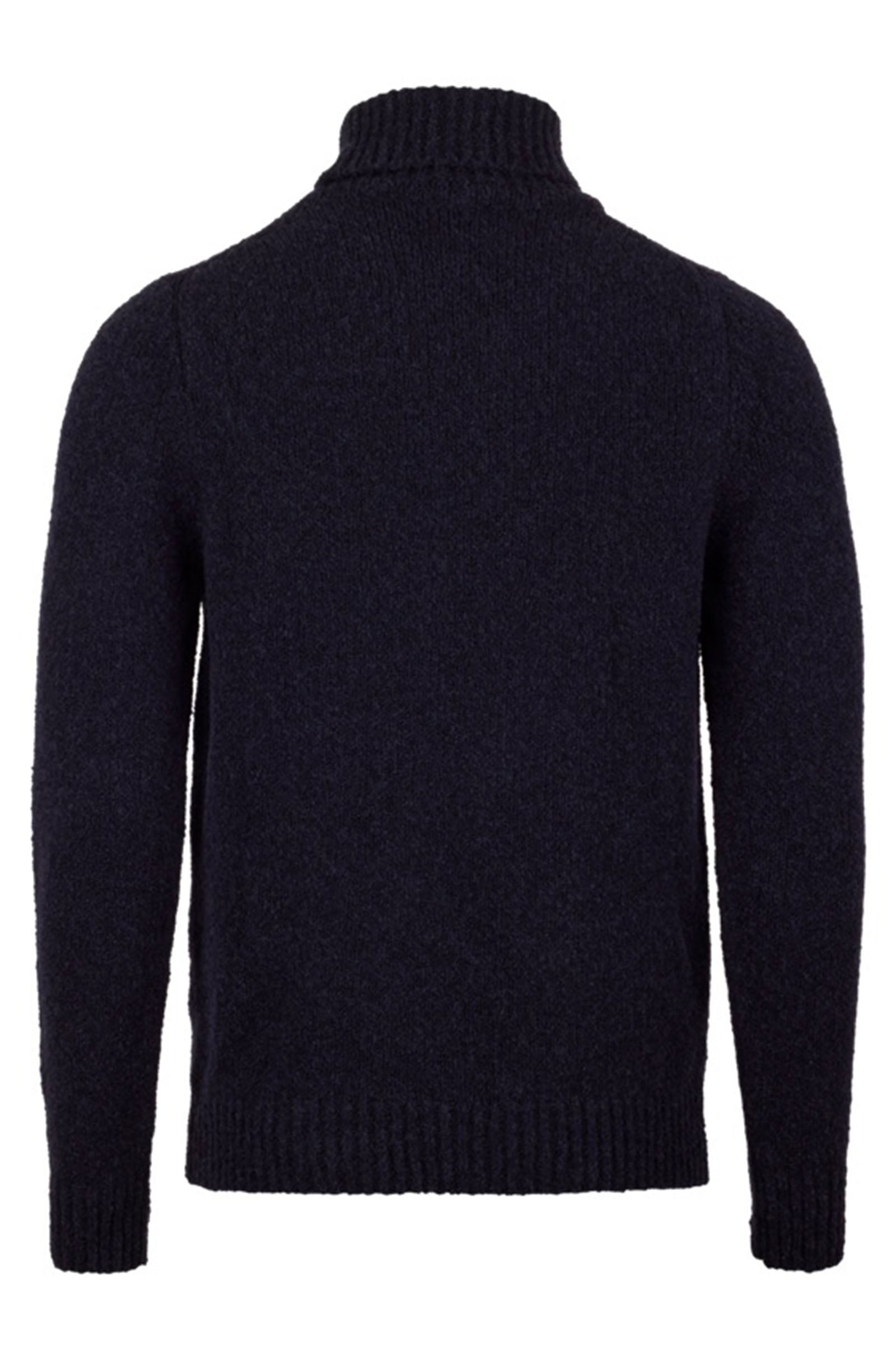 STENSTROMS - Navy Chunky Boucle Merino Wool Roll Neck 4203492592190
