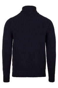 STENSTROMS - Navy Chunky Boucle Merino Wool Roll Neck 4203492592190