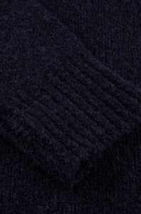 STENSTROMS - Navy Chunky Boucle Merino Wool Roll Neck 4203492592190
