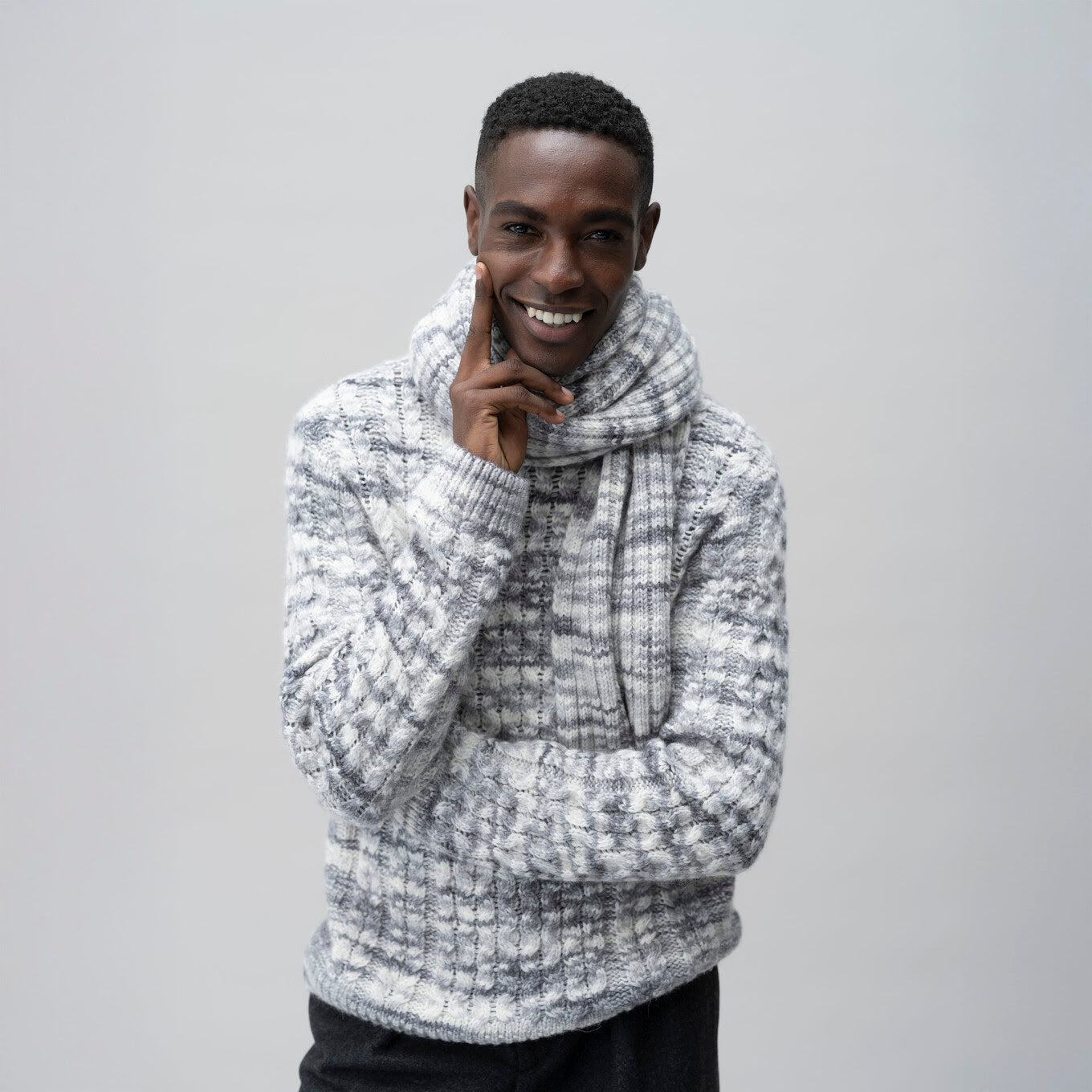 STENSTROMS - Grey Chunky Cable Knit Sweater In Alpaca Blend 4203802280340