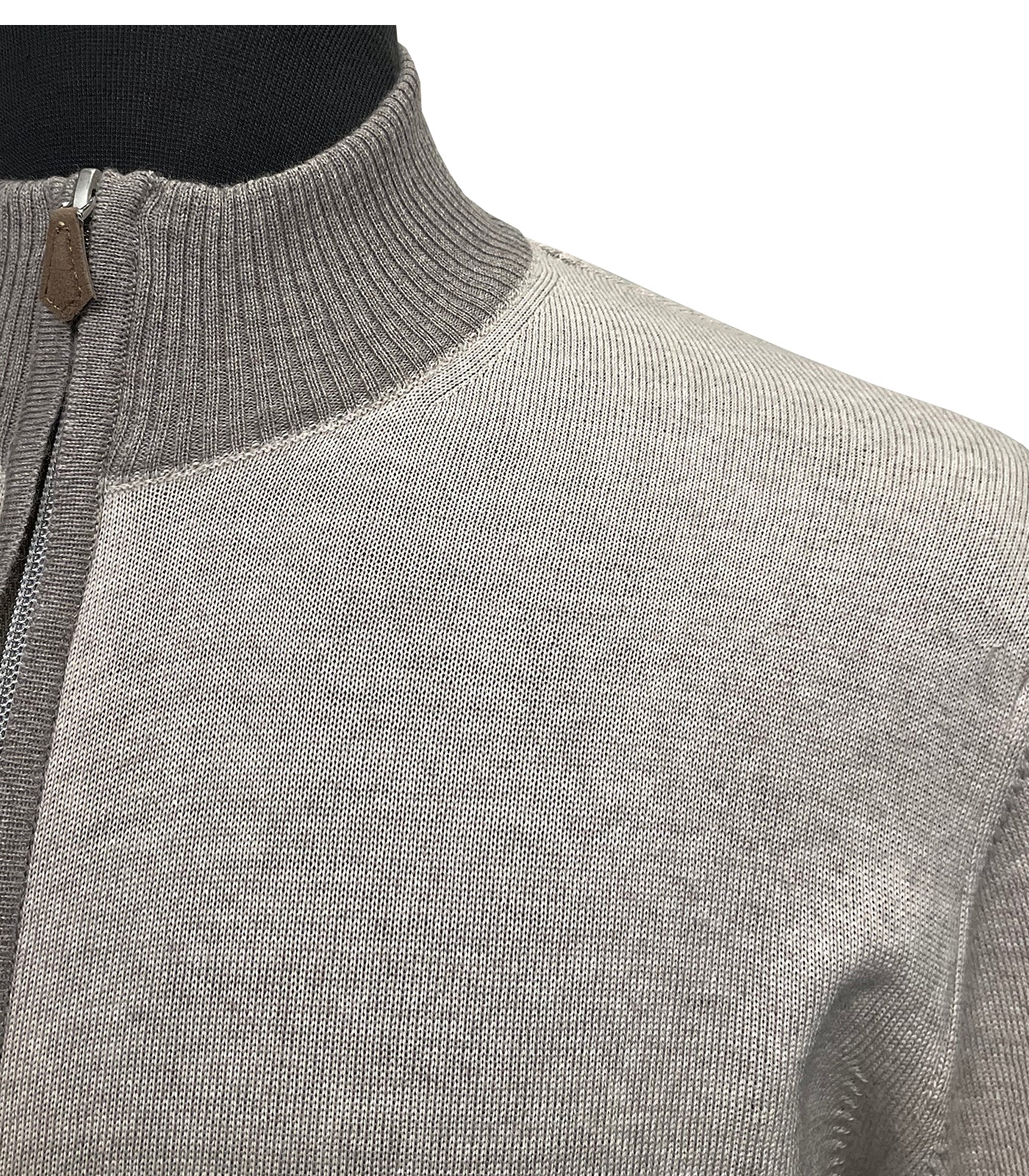 STENSTROMS - Beige Wool Full Zip Cardigan With Contrast Trim 4222991355261