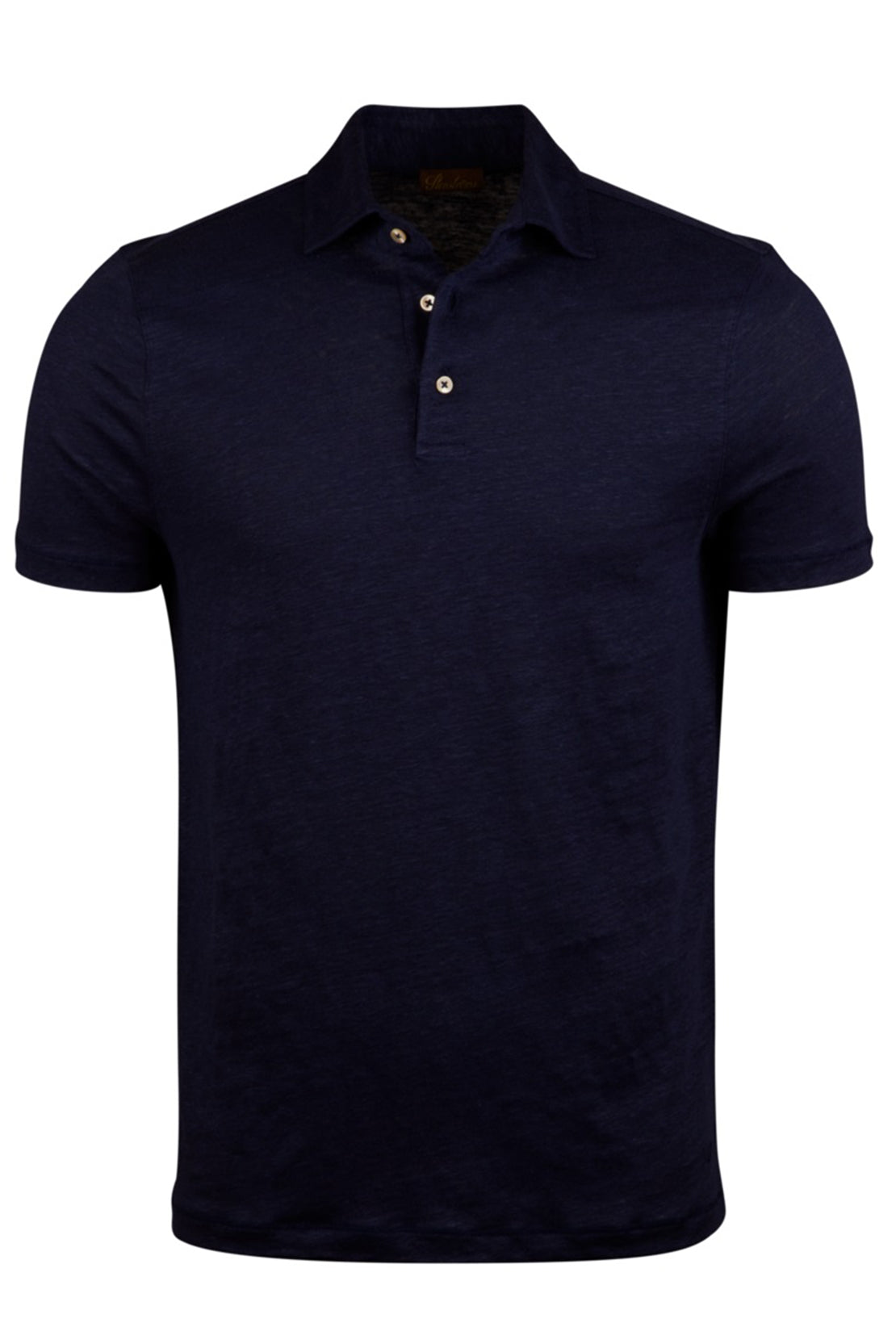 STENSTROMS - Navy Blue Linen Polo Shirt 4412742462180