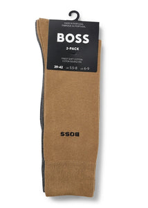 BOSS - 2-Pack Of Cotton-Blend Regular-Length Socks in Medium Beige and Grey 50467709 261