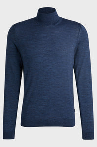 BOSS - MUSSO-P Blue Slim-Fit Roll Neck Sweater In Virgin Wool 50468262 430