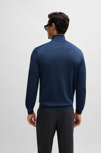 BOSS - MUSSO-P Blue Slim-Fit Roll Neck Sweater In Virgin Wool 50468262 430