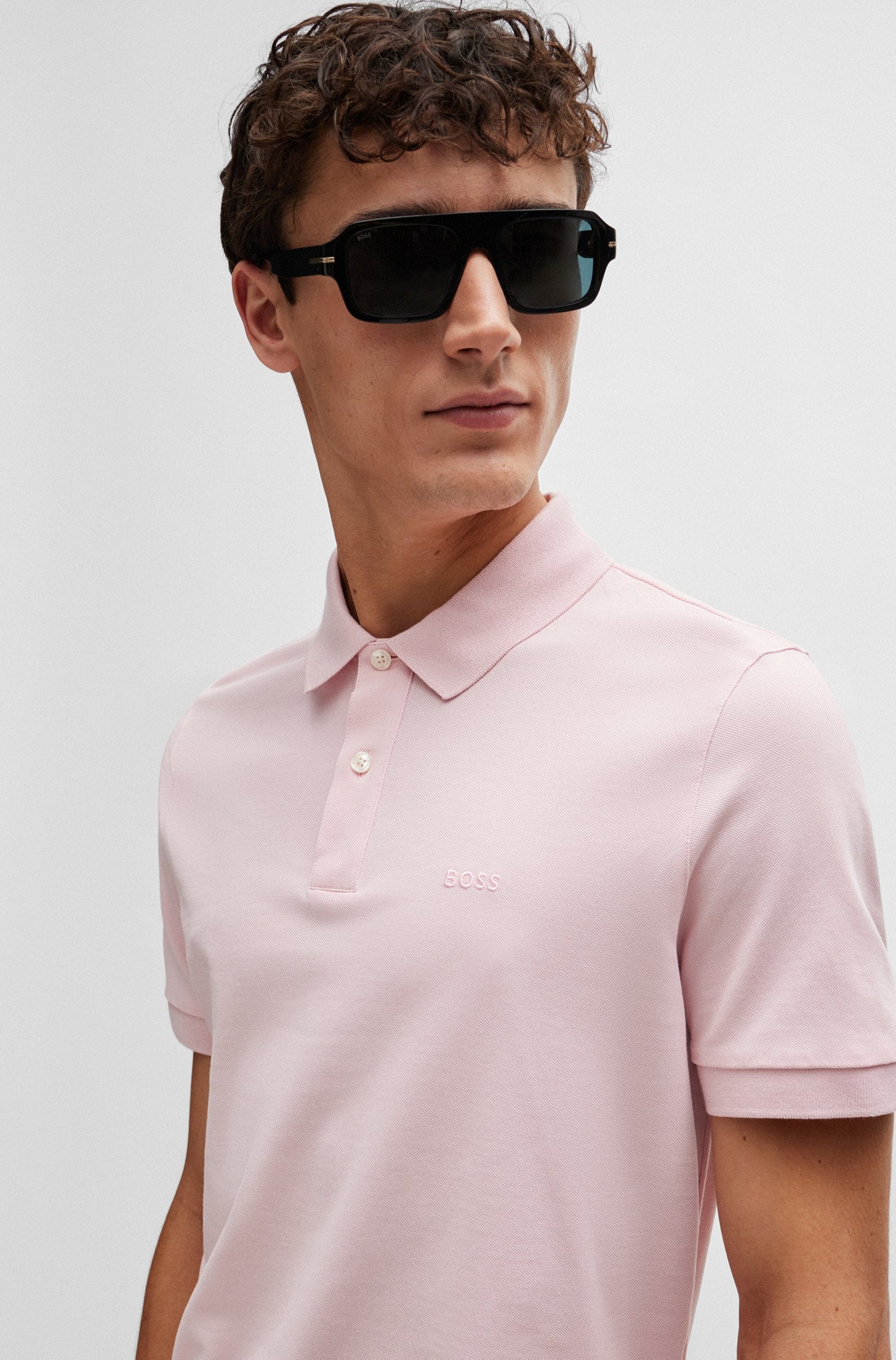 BOSS - PALLAS Light Pastel Pink Regular Fit Cotton Polo Shirt 50468301 688