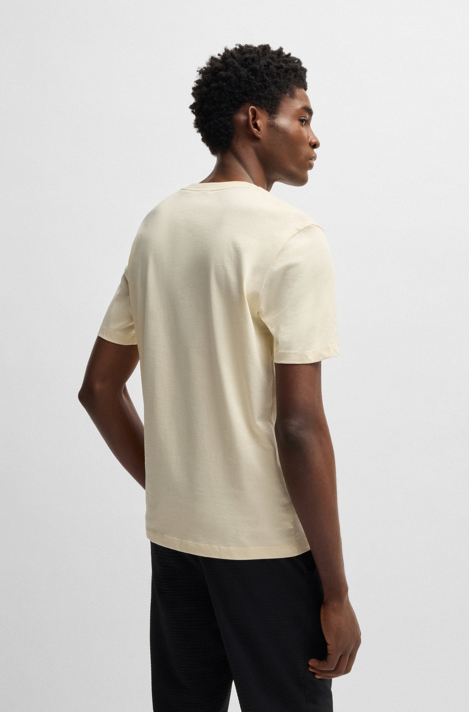 BOSS - THOMPSON 01 Cotton-Jersey T-shirt With Rubber-Print Logo in Open White 50468347 131
