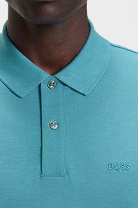 BOSS - PALLAS Light Pastel Blue Organic Cotton Polo Shirt With Embroidered Logo 50468362 453