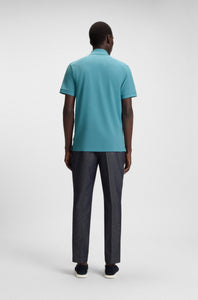 BOSS - PALLAS Light Pastel Blue Organic Cotton Polo Shirt With Embroidered Logo 50468362 453