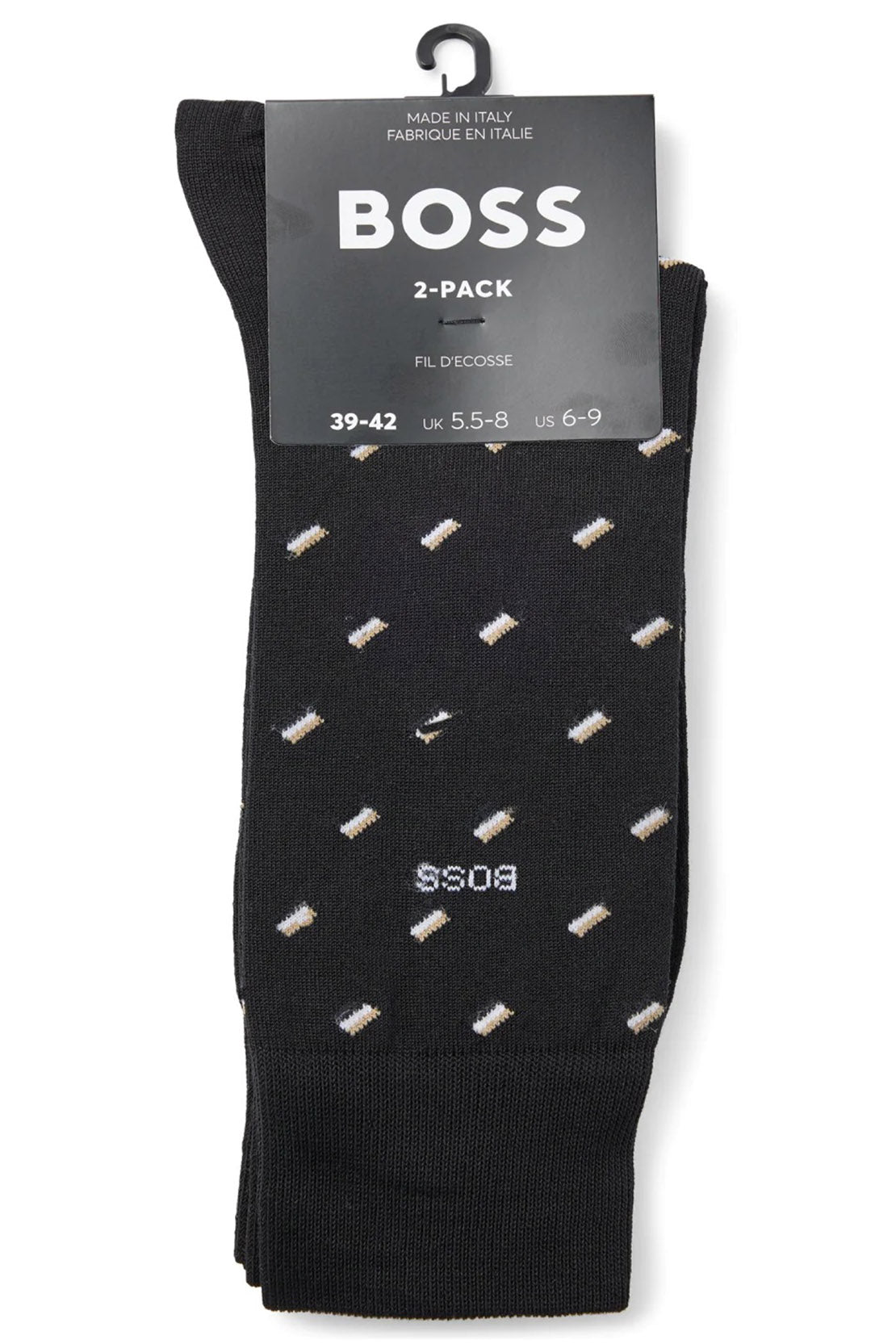 BOSS - 2 Pack Of Mercerised Cotton Blend Socks with Mini Pattern in Charcoal Grey 50478350 012