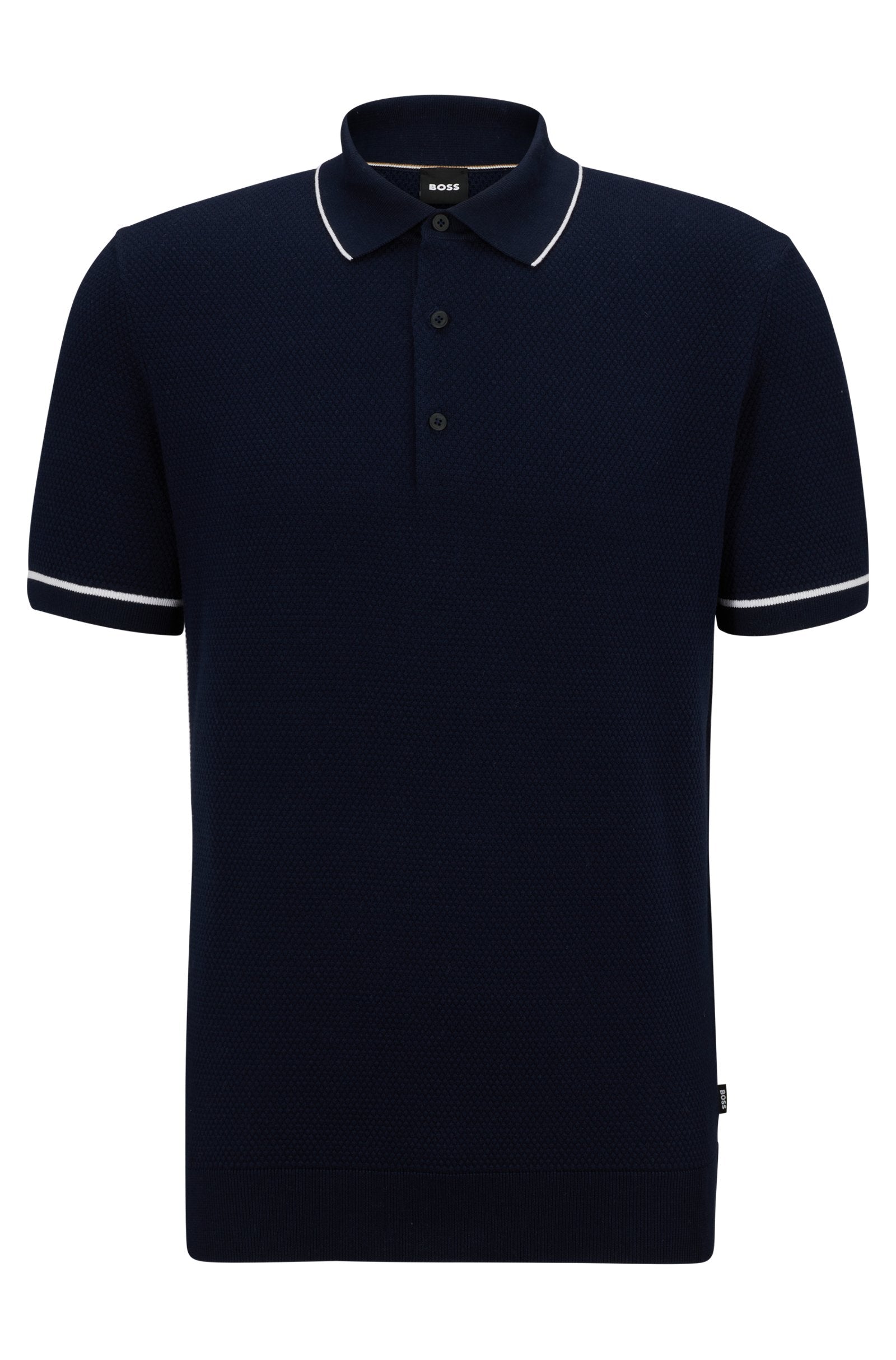 BOSS - GORILLO Dark Blue Structured Cotton Regular Fit Knitted Polo 50489889 404