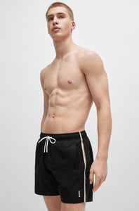 BOSS - ICONIC Swim Shorts With Stripe Detail In Black 50491594 001