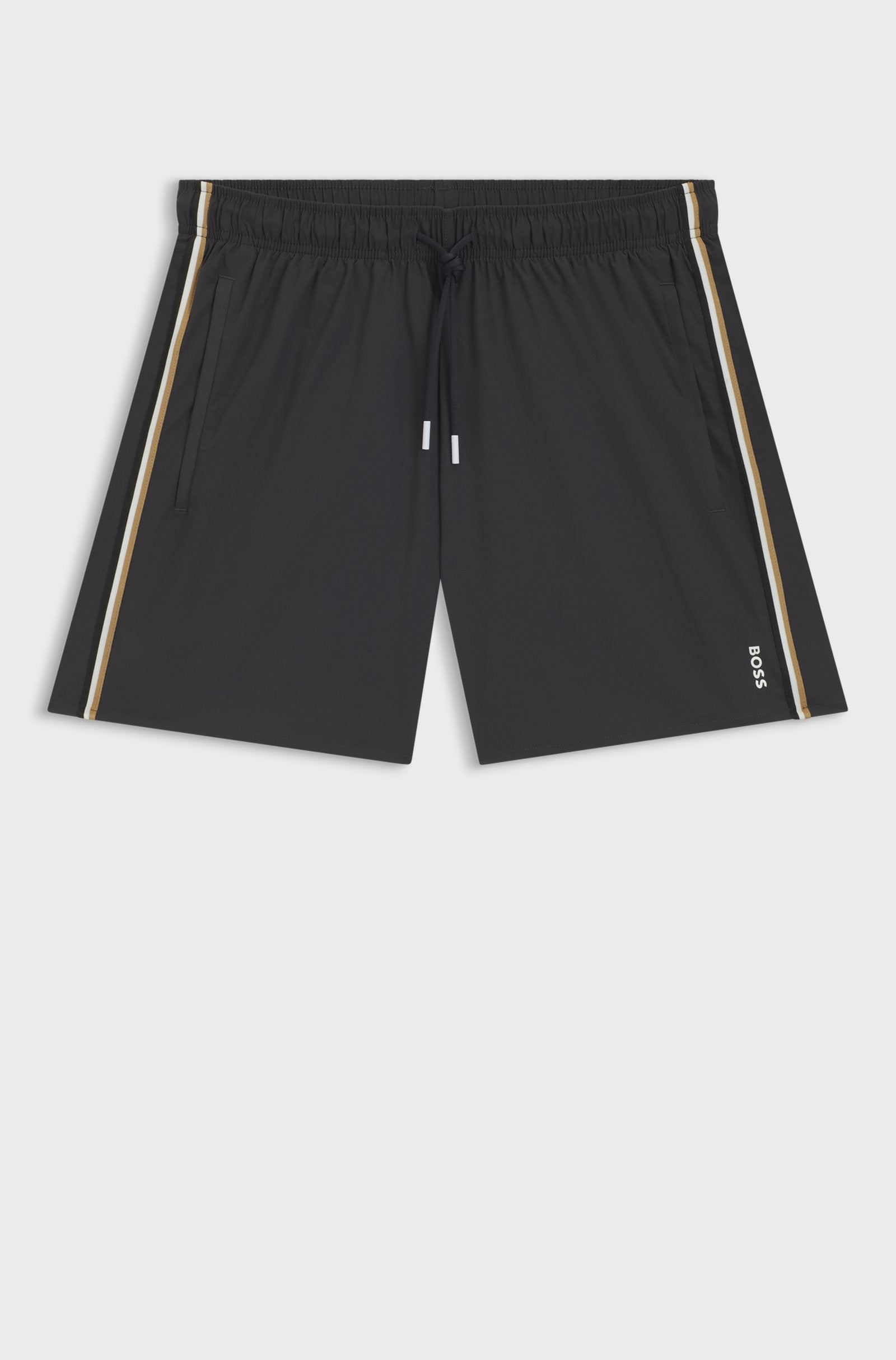 BOSS - ICONIC Swim Shorts With Stripe Detail In Dark Grey 50491594 022