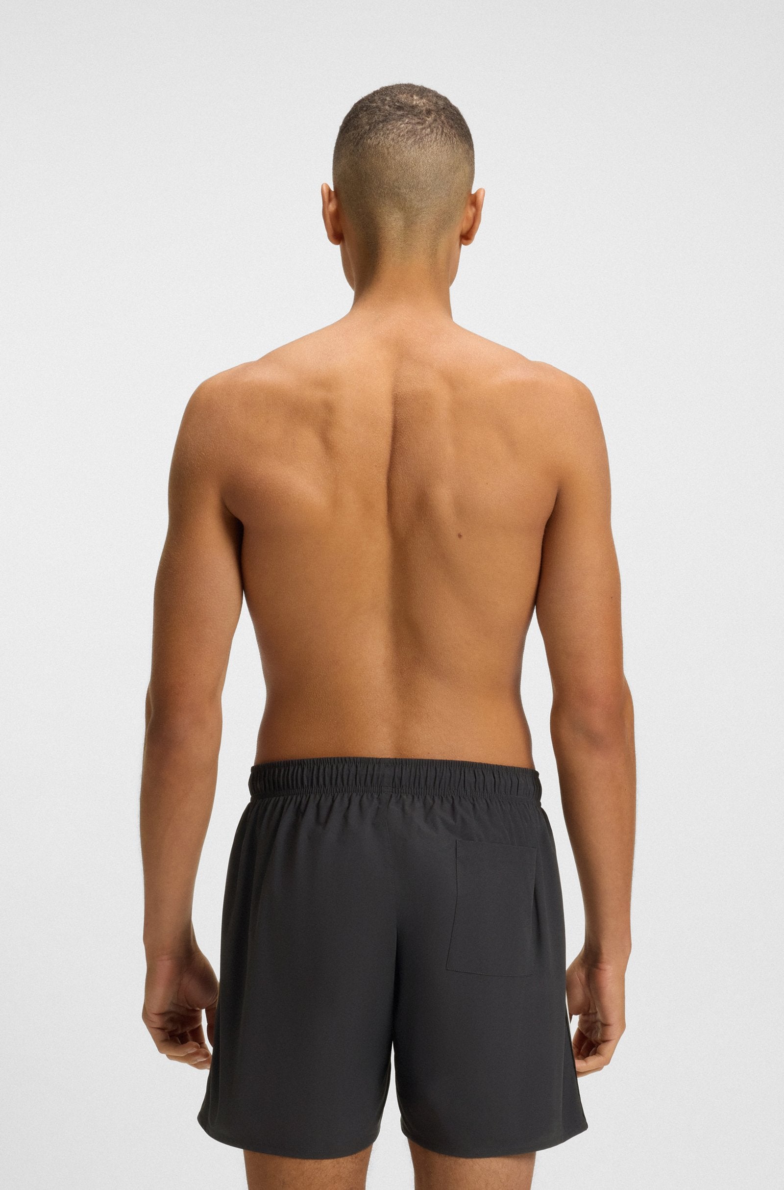 BOSS - ICONIC Swim Shorts With Stripe Detail In Dark Grey 50491594 022
