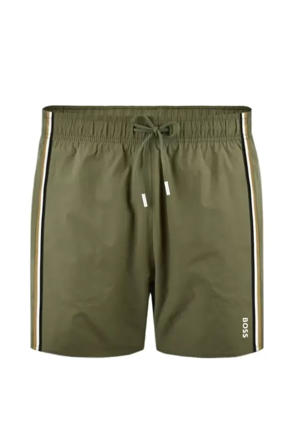 BOSS - ICONIC Swim Shorts With Stripe Detail In Beige/Khaki 50491594 250