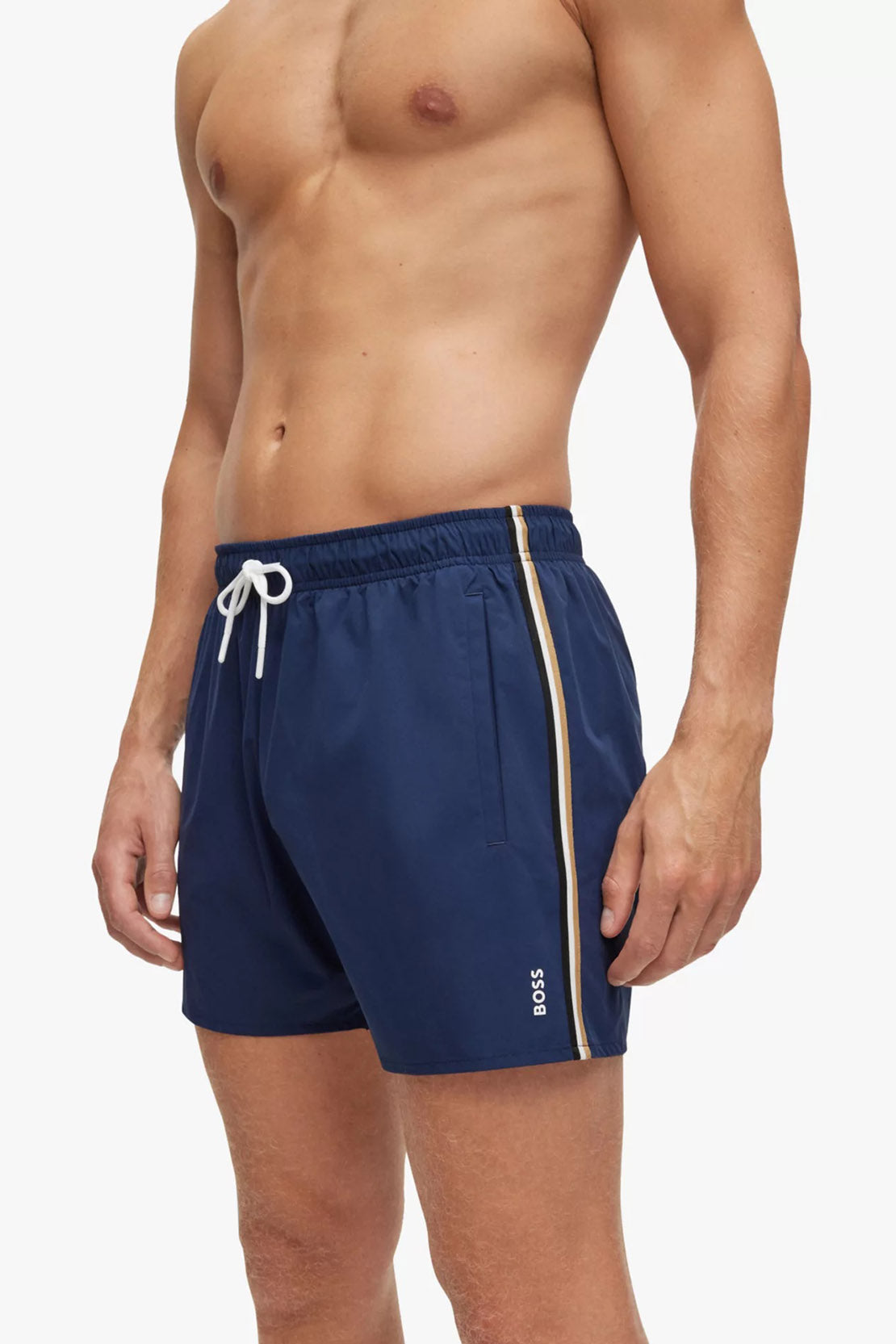 BOSS - ICONIC Swim Shorts With Stripe Detail In Navy Blue 50491594 413