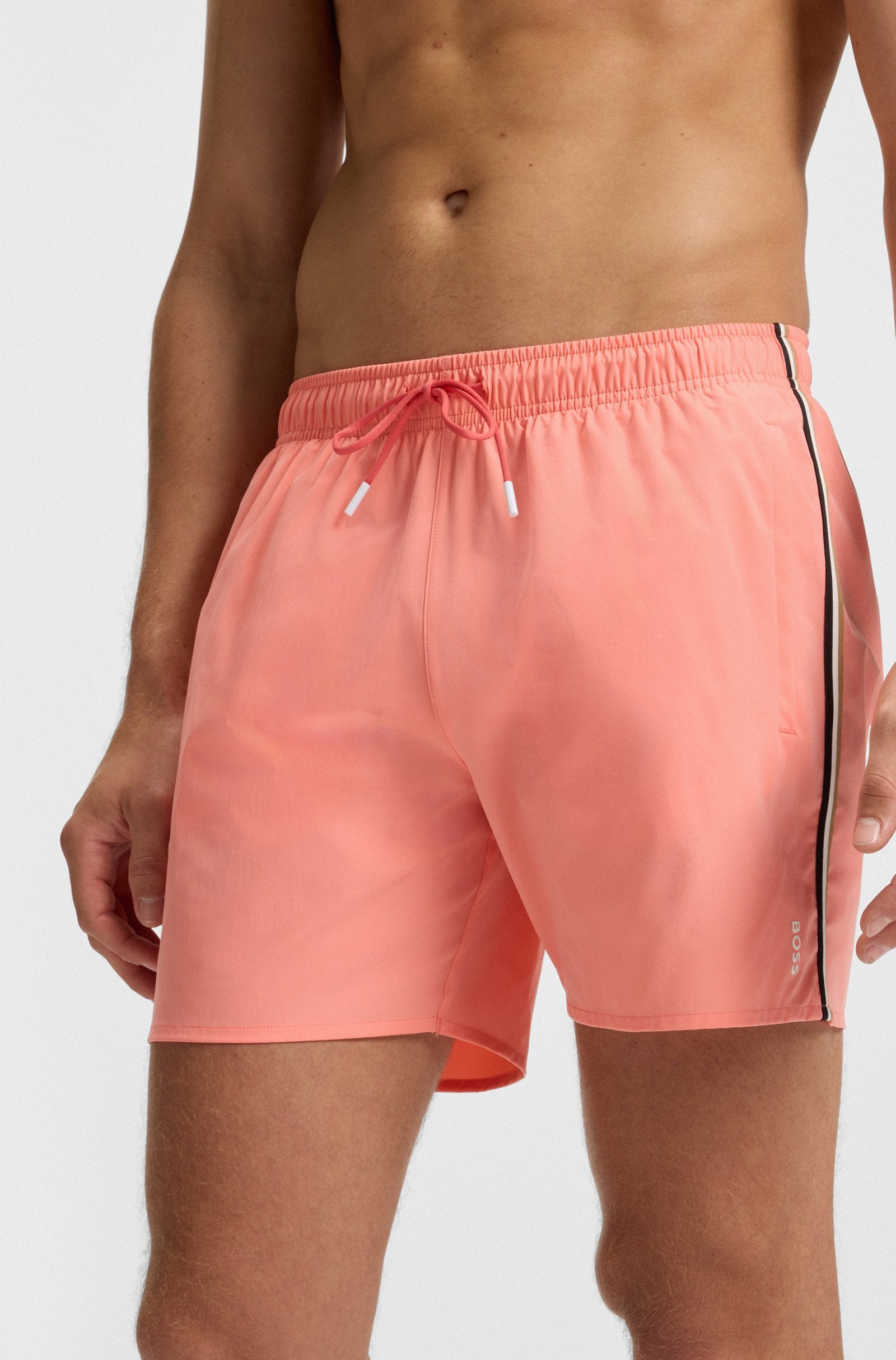 BOSS - ICONIC Swim Shorts With Stripe Detail In Bright Pink 50491594 671