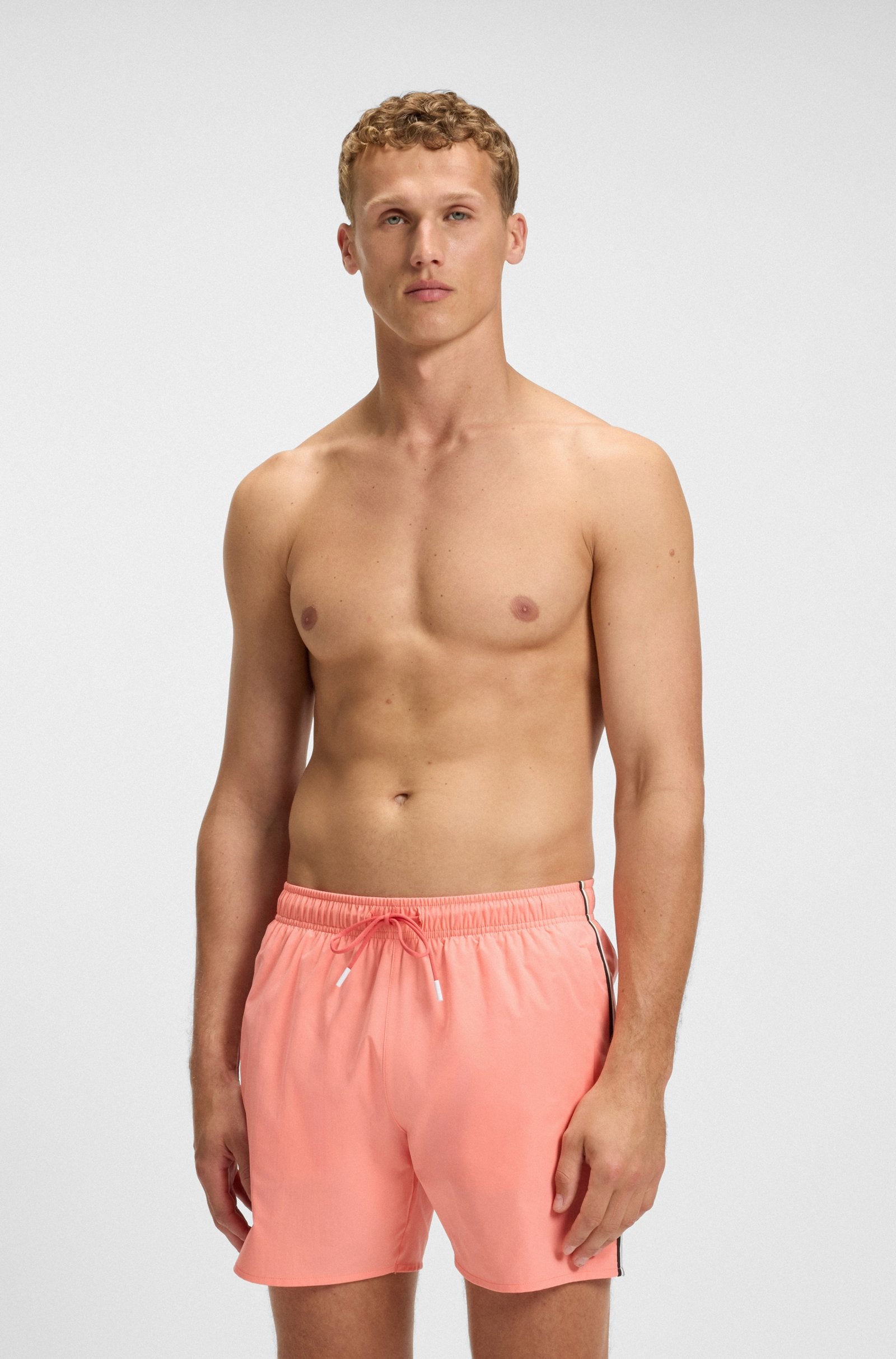 BOSS - ICONIC Swim Shorts With Stripe Detail In Bright Pink 50491594 671