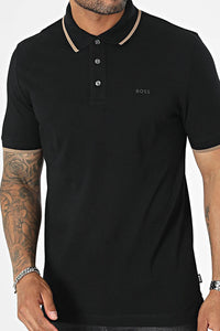 BOSS - PARLEY 190 Black Logo Embossed Cotton Pique Polo Shirt 50494697 001
