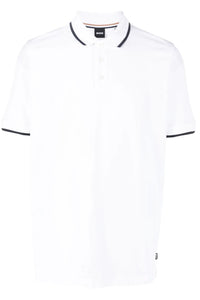 BOSS - PARLEY 190 White Logo Embossed Cotton Pique Polo Shirt 50494697 100