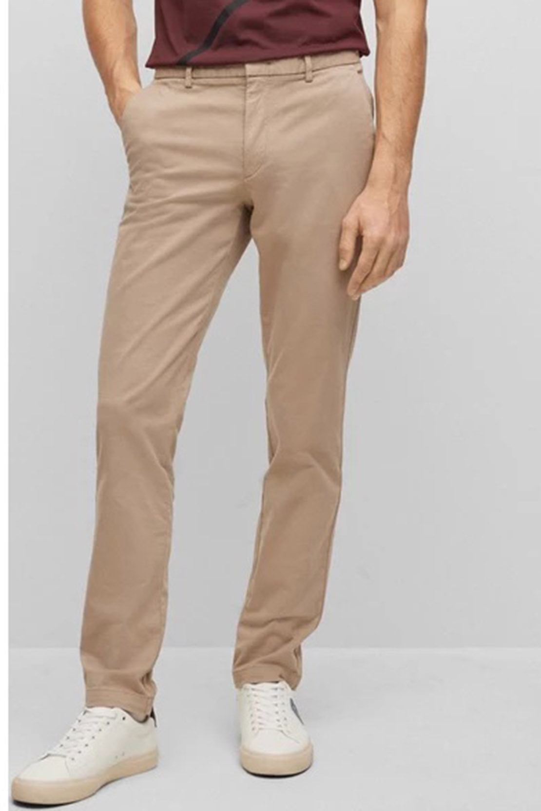 BOSS - KANE-L Open Beige Regular Fit Trousers In Stretch Cotton Gabardine 50497787 294