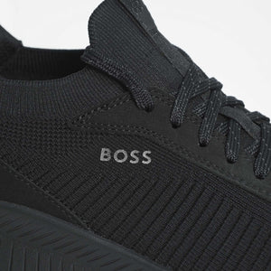 BOSS - TTNM EVO All Black Trainers With Knitted Uppers & Fishbone Sole 50498904 002