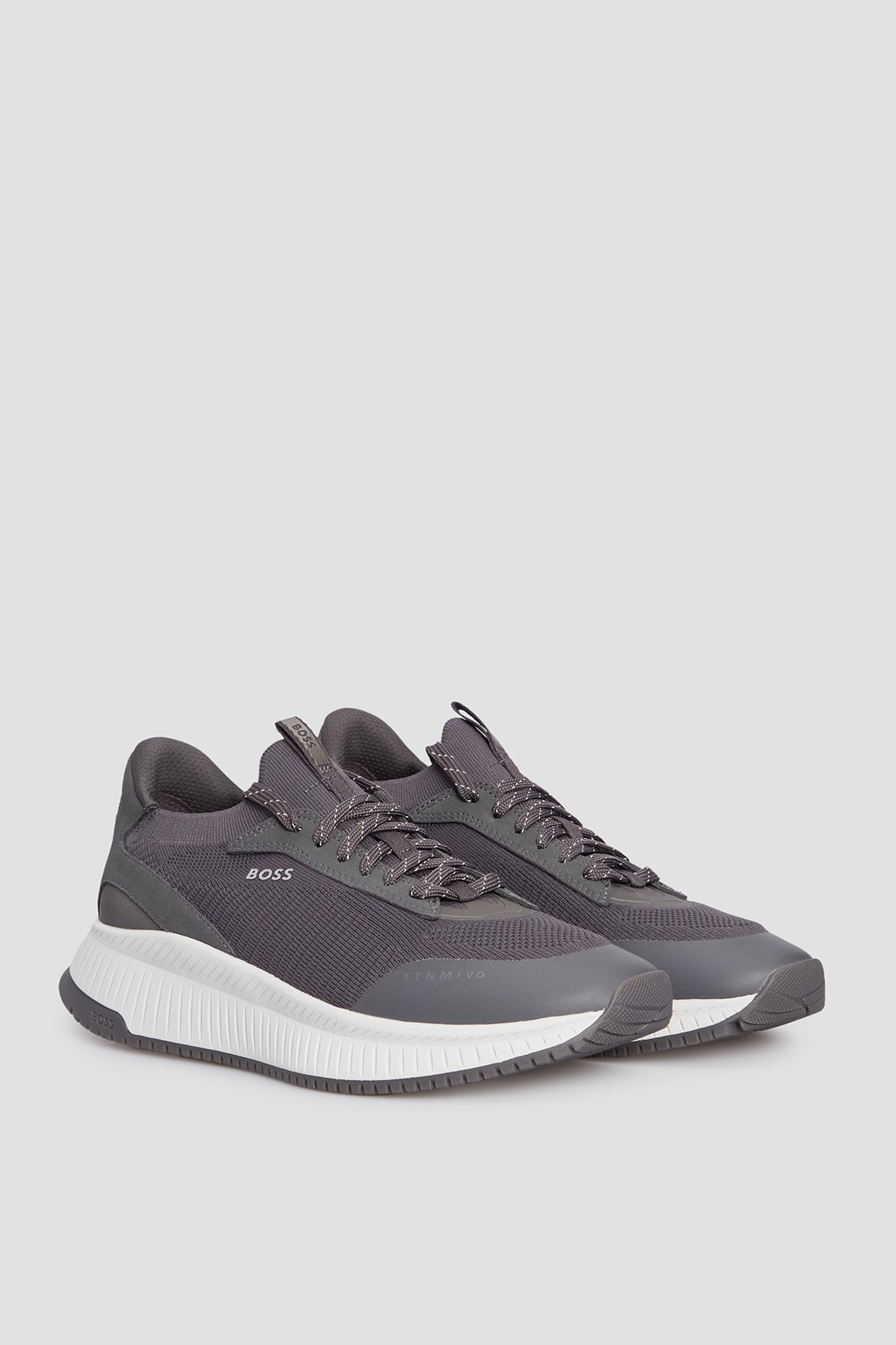 BOSS - TTNM EVO Grey Trainers With Knitted Uppers & Fishbone Sole 50498904 020