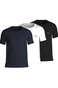 BOSS - 3-Pack Of Logo Embroidered T-Shirts In Cotton In NAVY, WHITE and BLACK 50499445 976