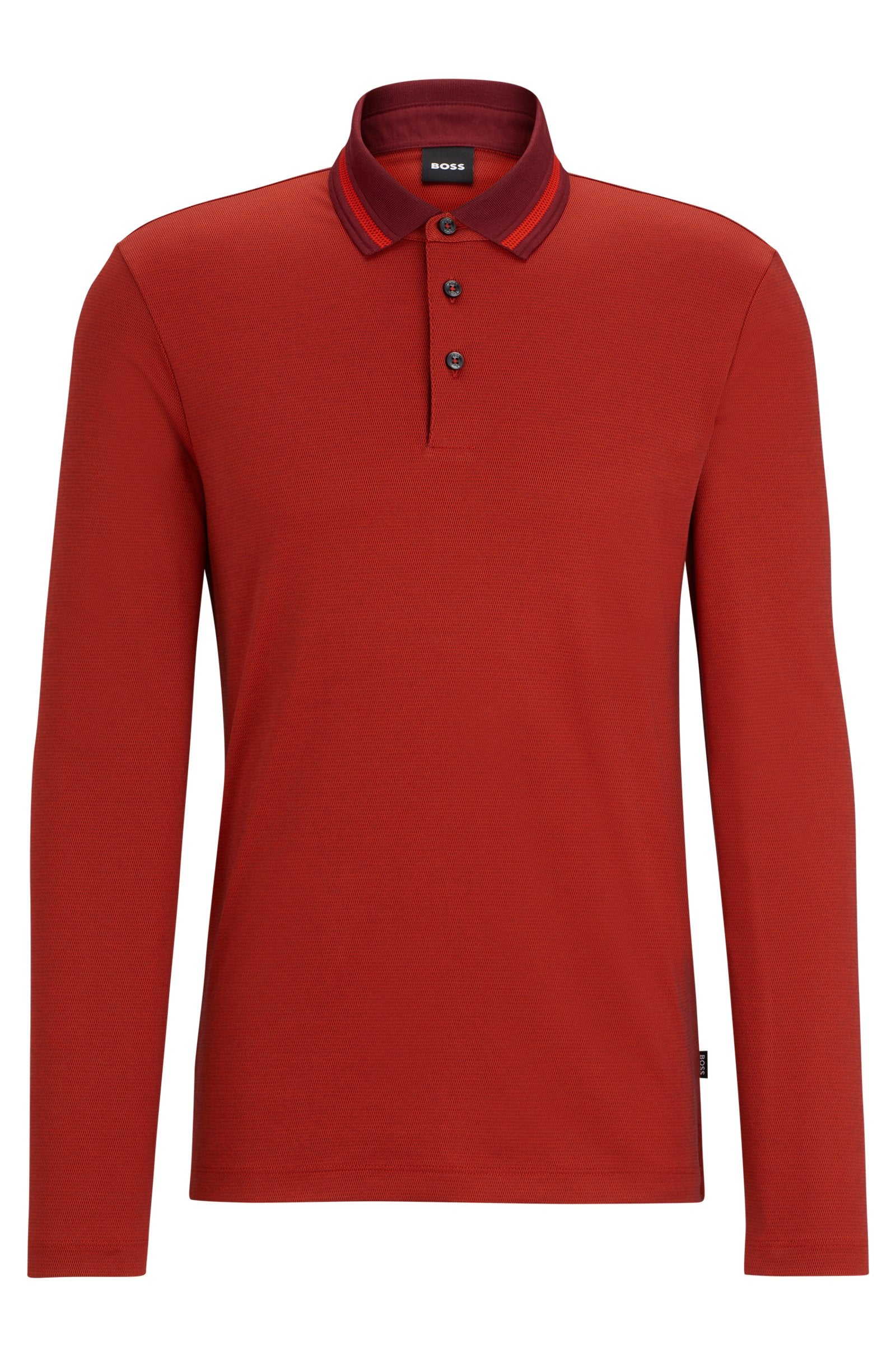 BOSS - PLEINS 23 Dark Red Slim Fit Long Sleeved Polo Shirt 50500463 602