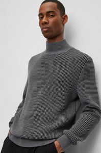 BOSS - MAURELIO Grey Mock Neck Sweater In Structured Wool Blend 50500656 030