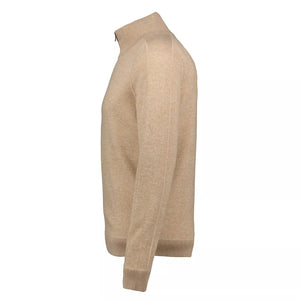 BOSS - MENTOLO Medium Beige Full Zip Cardigan In Cotton and Virgin Wool 5050061 261