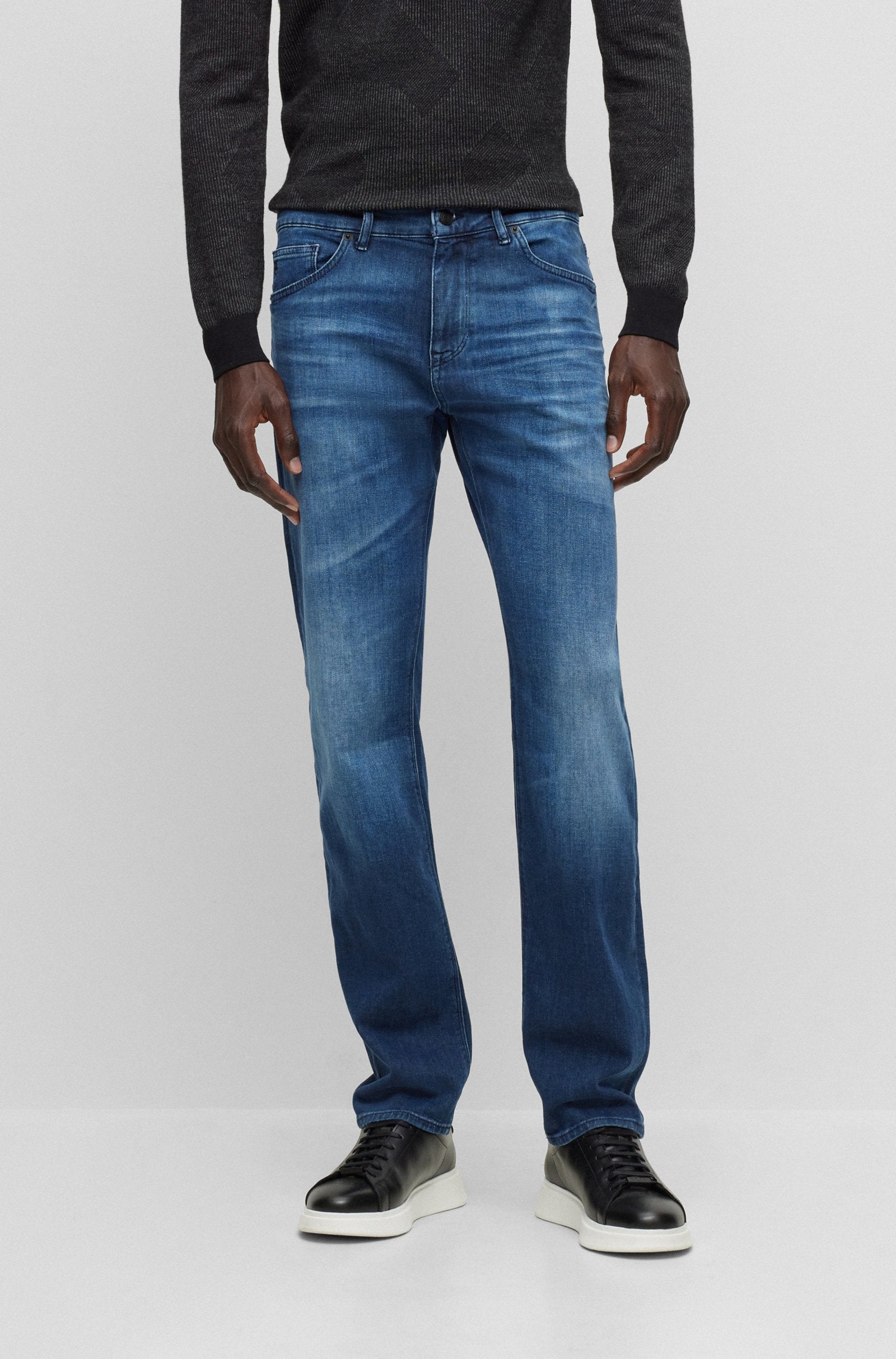 BOSS - MAINE3 Regular Fit Jeans In Italian Cashmere Touch Denim in Navy 50501065 418