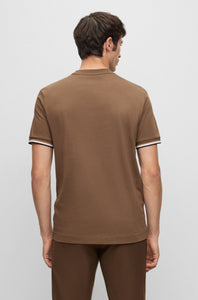 BOSS - THOMPSON 04 Open Green/Brown  T-Shirt With Signature Stripe Cuff Detail 50501097 361