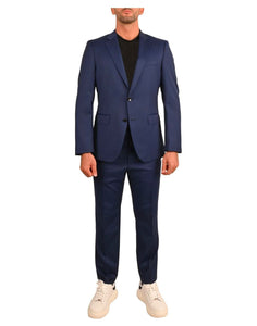 BOSS - H-HUGE-2PCS - Open Blue Slim Fit Stretch Tailoring Suit 50502446 475