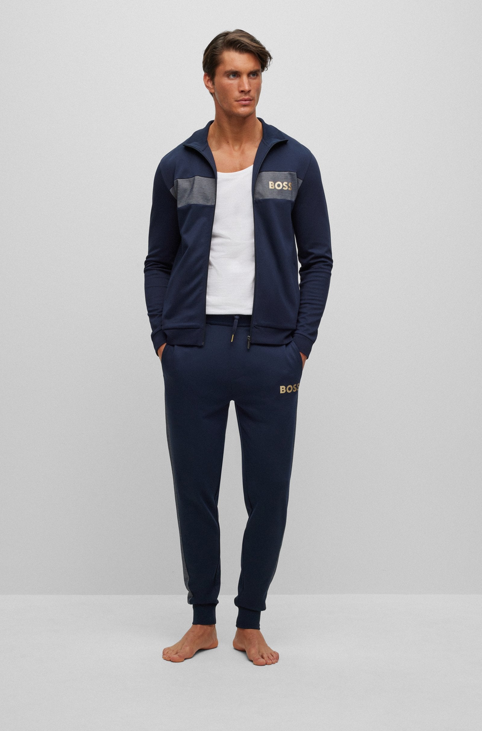 BOSS - Dark Blue SWEATPANTS WITH EMBROIDERED LOGO 50503052 403