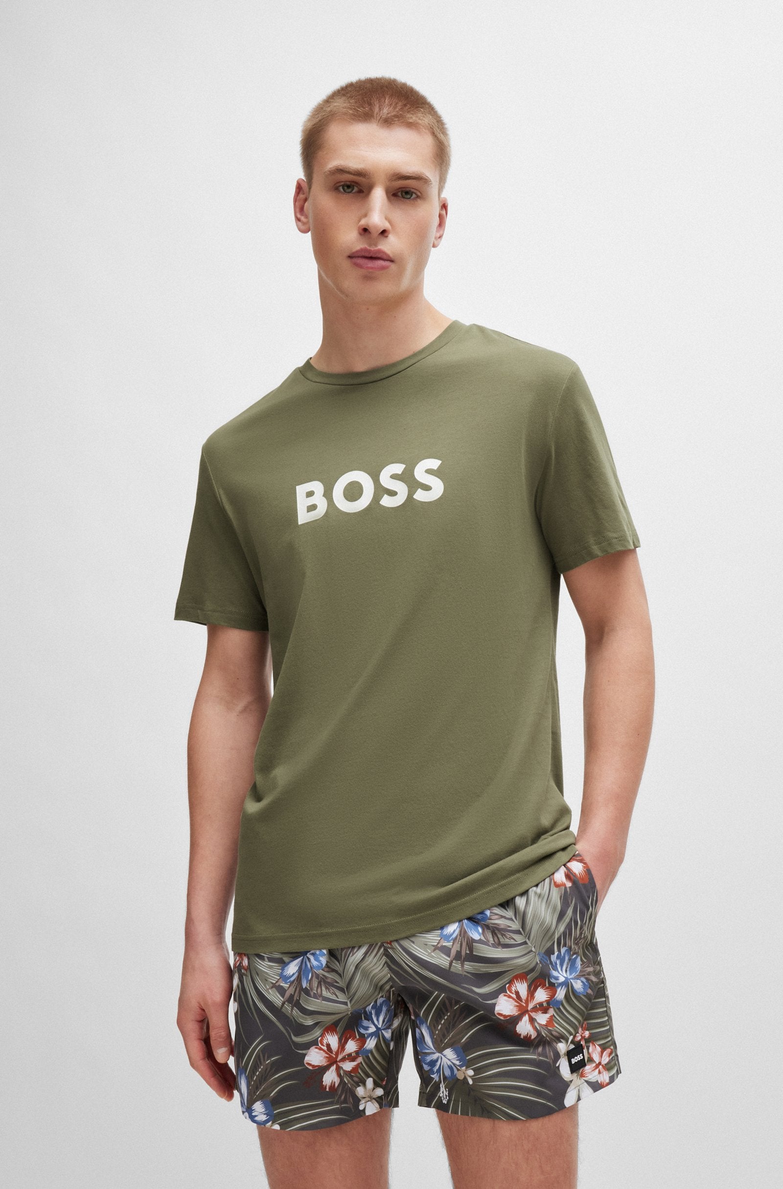 BOSS - Cotton-Jersey Regular Fit T-SHIRT in Beige/Khaki 50503276 250