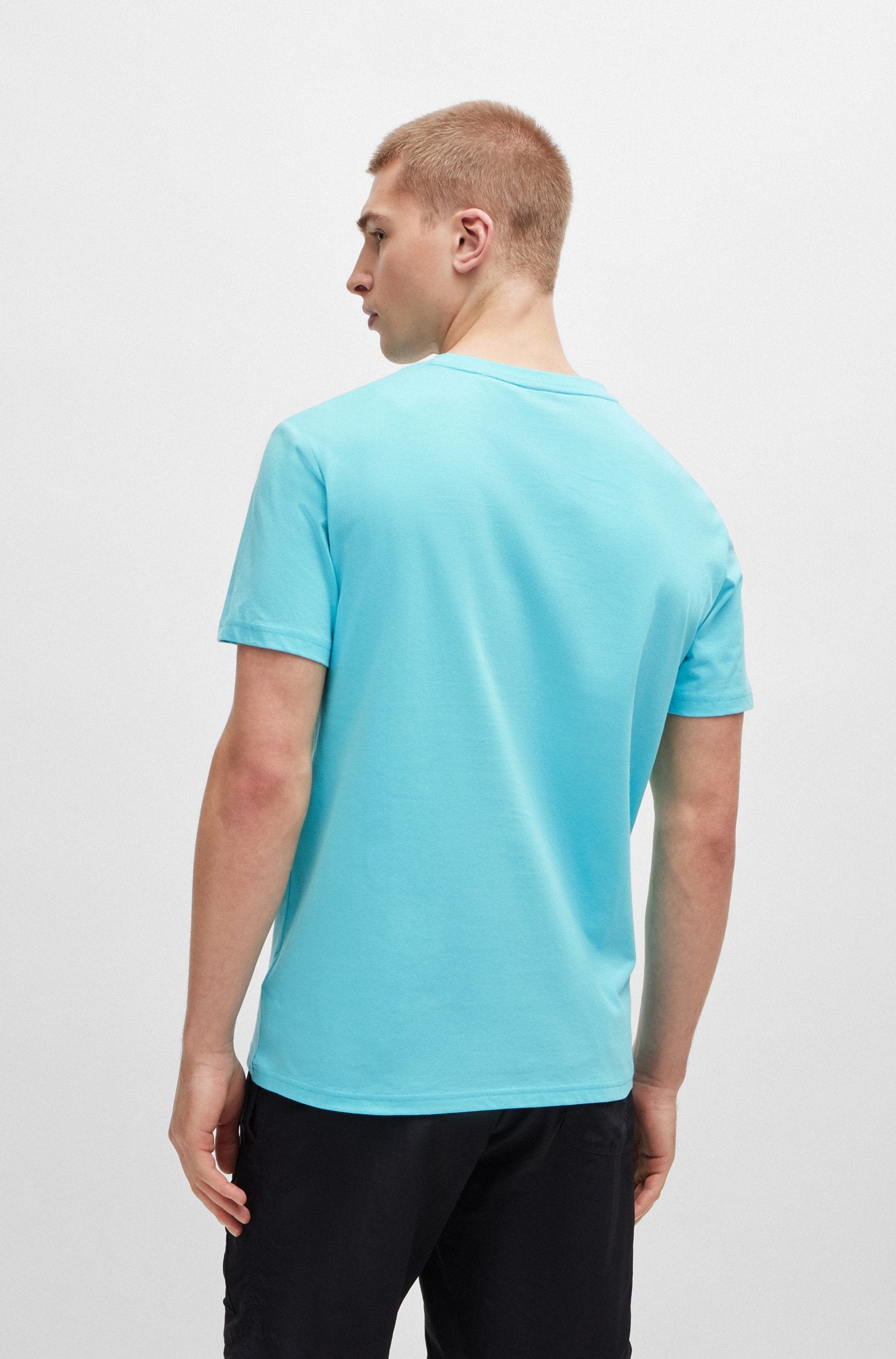 BOSS - Cotton-Jersey Regular Fit T-SHIRT in Turquoise/Aqua 50503276 442