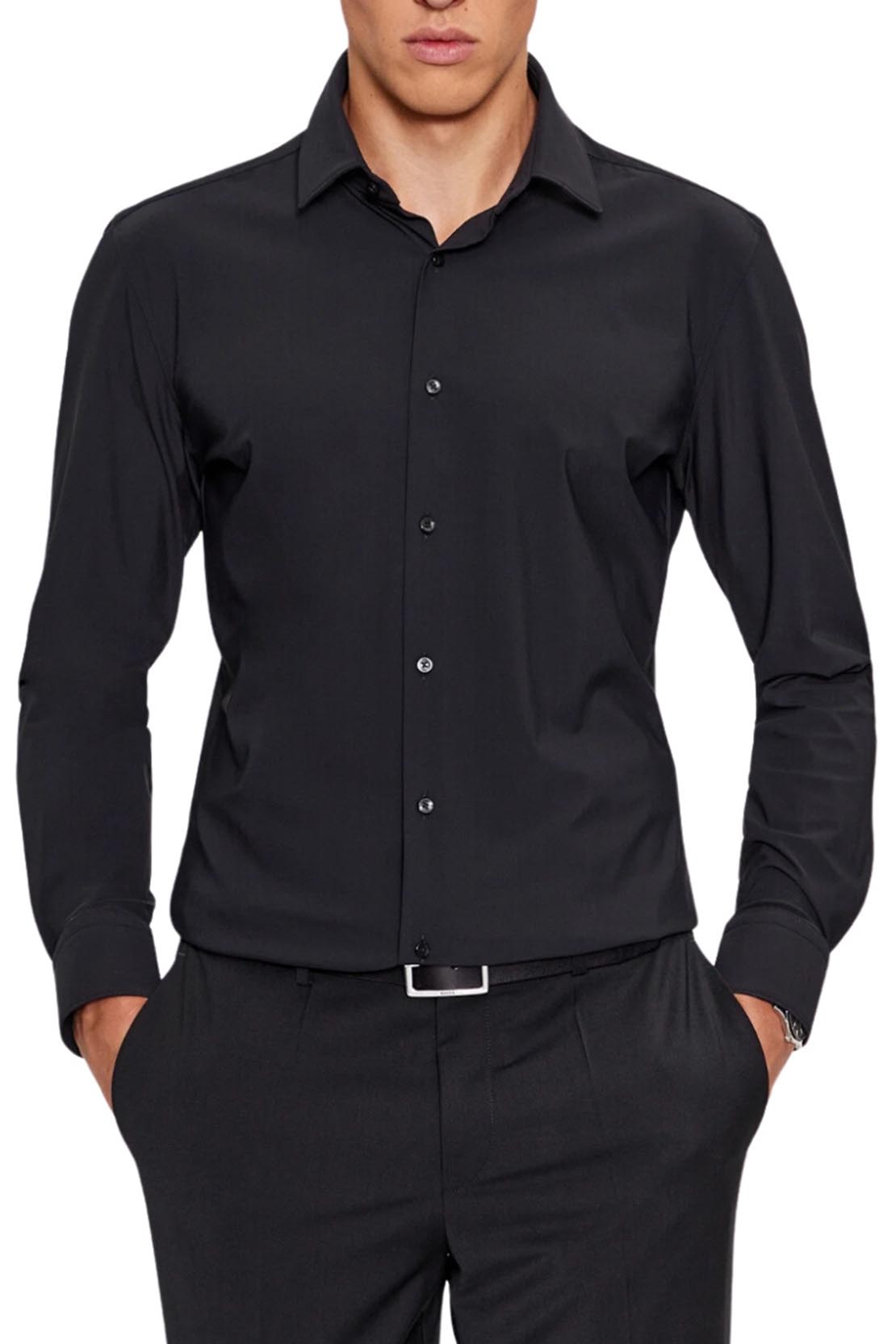 BOSS - H-HANK-S-KENT Black Stretch Cotton SLIM FIT Shirt 50533018 001