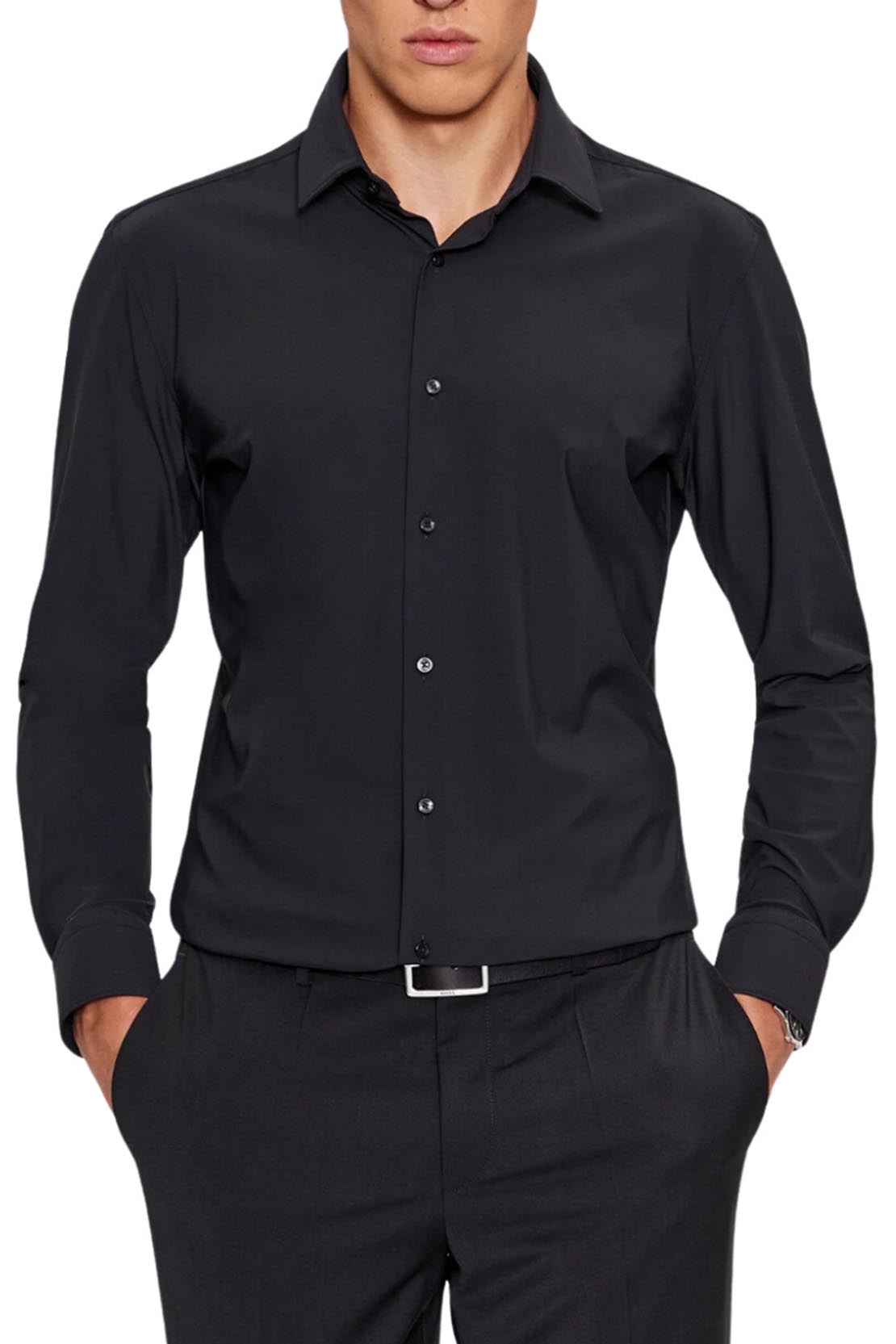 BOSS - H-HANK-KENT Black Stretch Cotton SLIM FIT Shirt 50503554 001