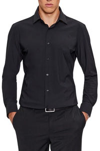 BOSS - H-HANK-S-KENT Black Stretch Cotton SLIM FIT Shirt 50533018 001