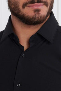 BOSS - H-HANK-S-KENT Black Stretch Cotton SLIM FIT Shirt 50533018 001