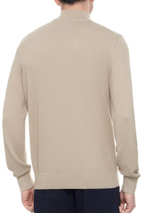 BOSS - EBRANDO Beige Zip Neck Sweater In Micro Structured Cotton 50505997 455