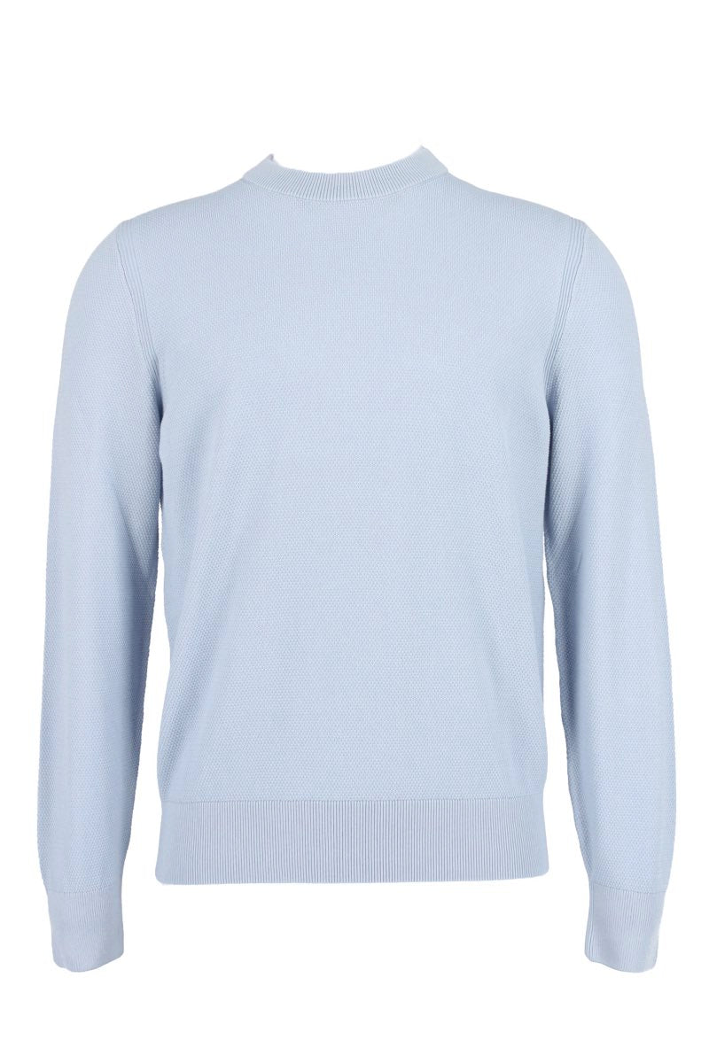 BOSS - ECAIO-P Micro-Structured Cotton Sweater In Light Pastel Blue 50506022 454