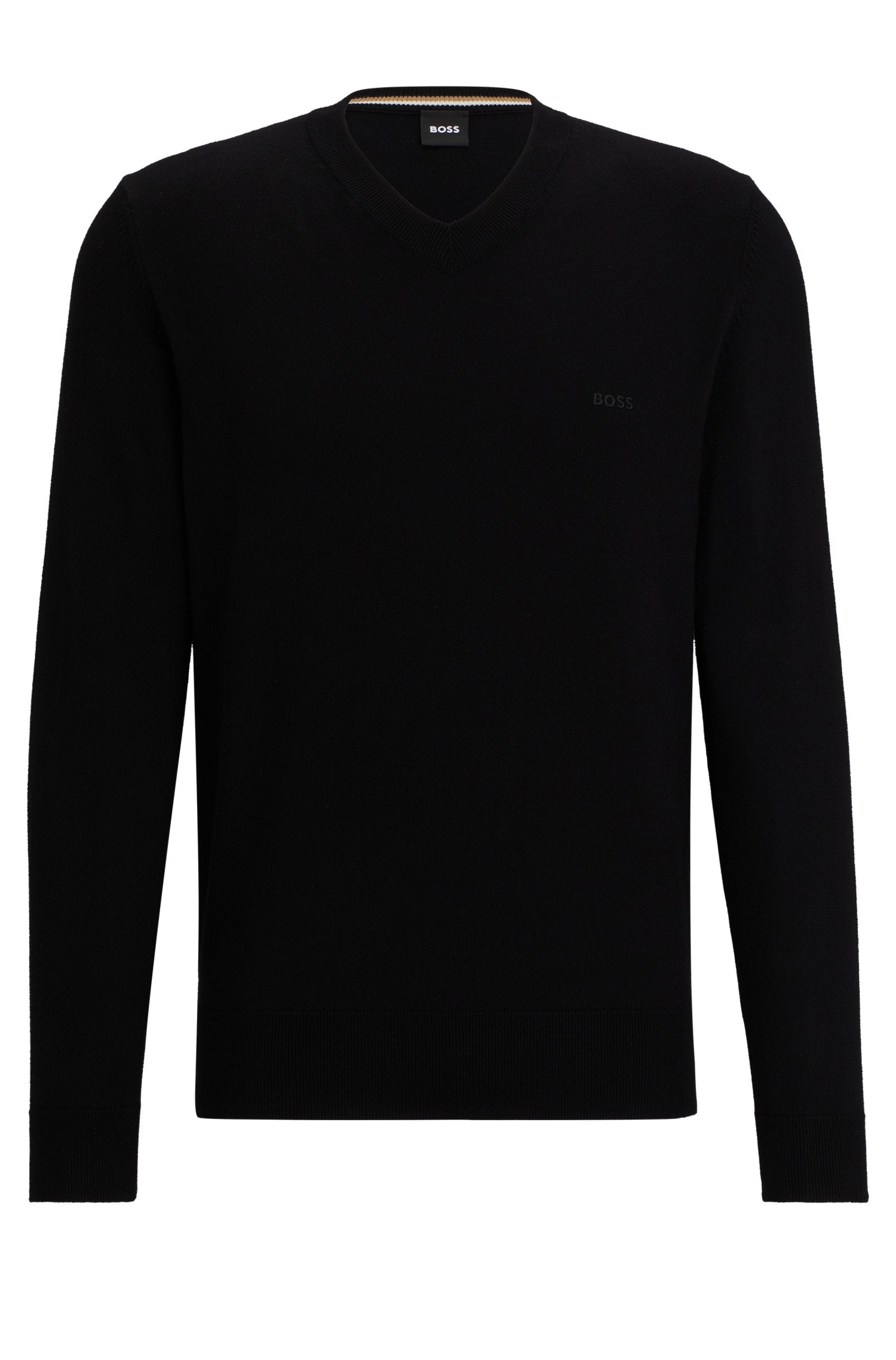 BOSS - PACELLO Black V-Neck Cotton Sweater 50506042 001