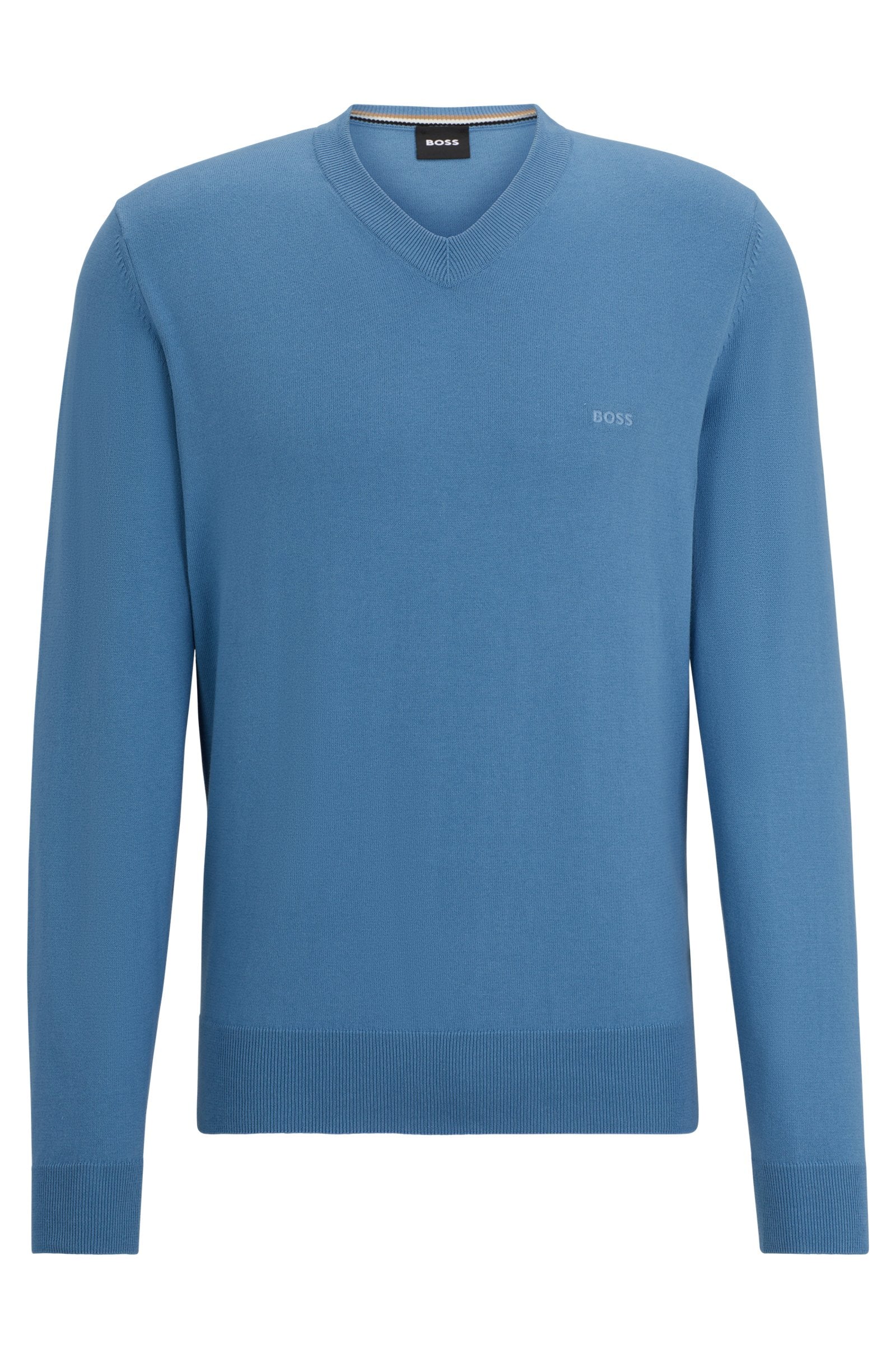 BOSS - PACELLO Light Pastel Blue V-Neck Cotton Sweater 50506042 459
